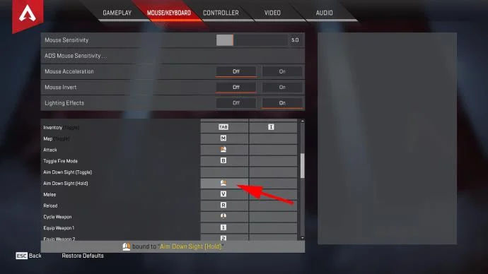 نحوه خاموش کردن Toggle Aim در Apex Legends