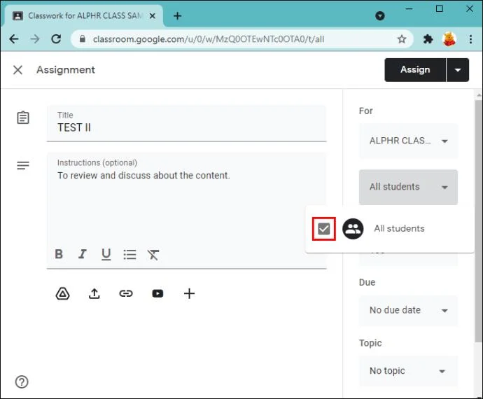 نحوه ایجاد یک تکلیف در Google Classroom