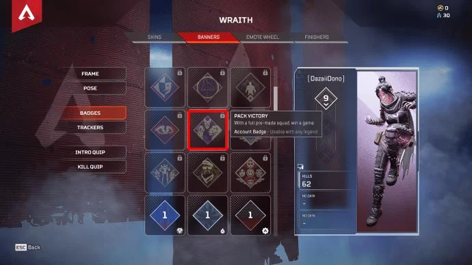 نحوه تجهیز نشان ها در Apex Legends