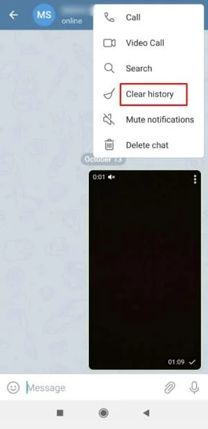 نحوه حذف رسانه در تلگرام