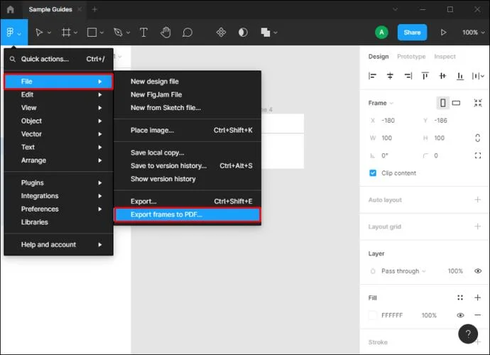 نحوه صادرات طرح به PDF در Figma