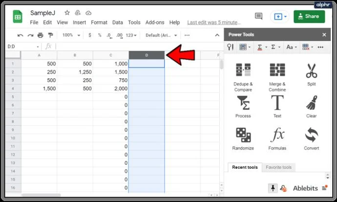 نحوه اعمال فرمول ها برای کل ستون ها در Google Sheets