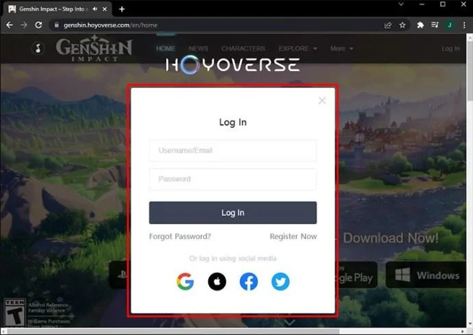 نحوه تغییر آدرس ایمیل و رمز عبور Genshin Impact