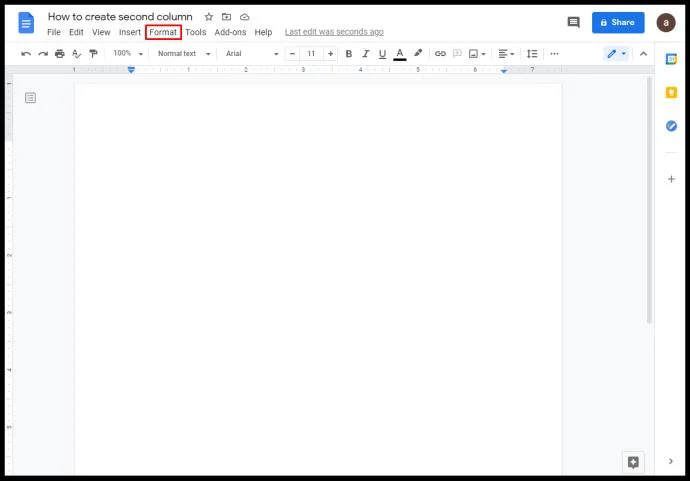 Come creare due colonne in Google Docs
