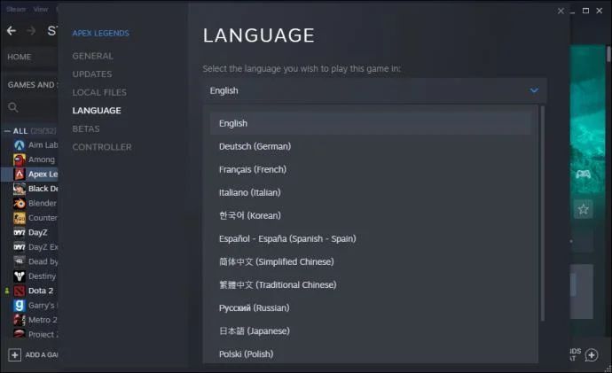 نحوه تغییر زبان در Apex Legends