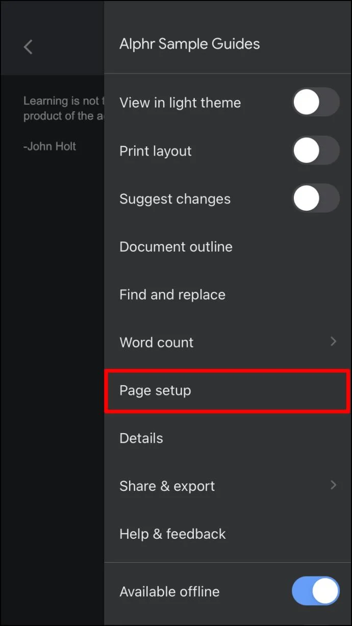 نحوه تغییر رنگ پس زمینه در Google Doc