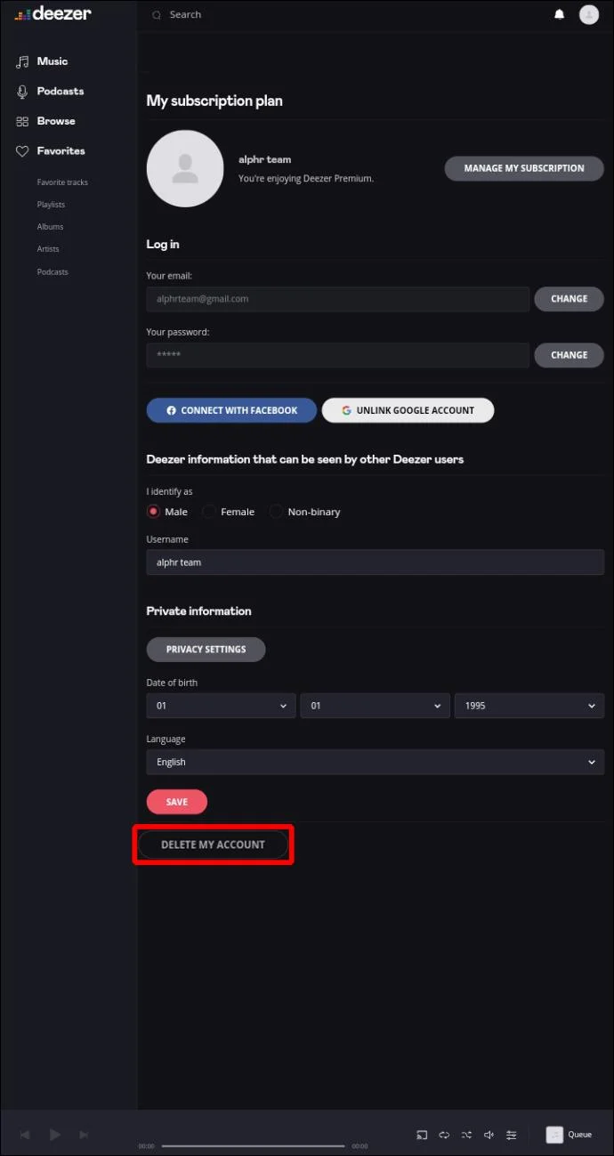 چگونه یک حساب Deezer را حذف کنیم