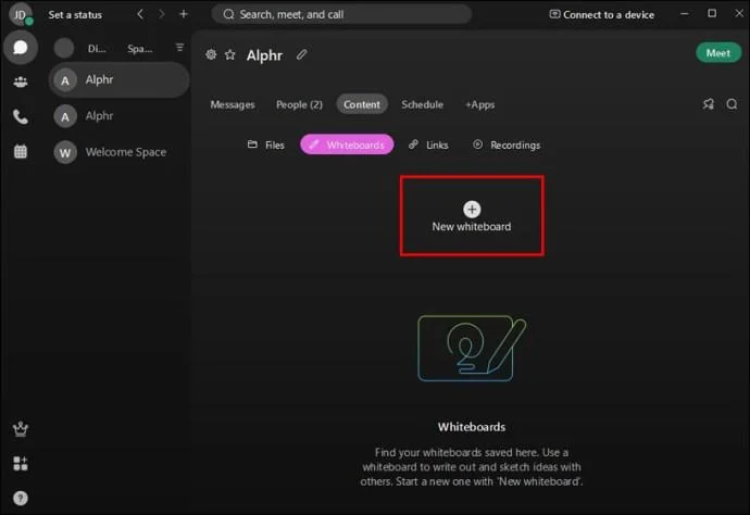 Webex에서 화이트보드를 사용하는 방법