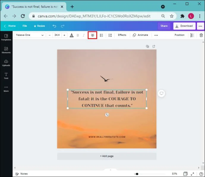 Canvaでテキストを両端揃えにする方法