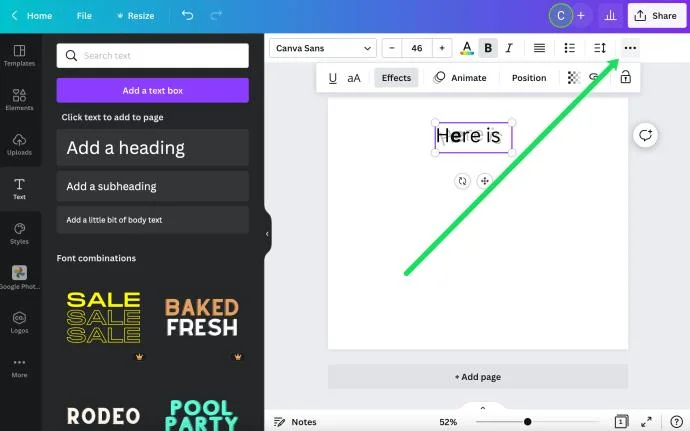 Como deixar o texto vertical no Canva