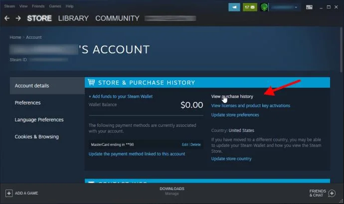 نحوه مشاهده تاریخچه خرید خود در Steam