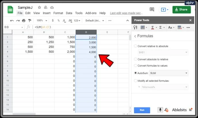 نحوه اعمال فرمول ها برای کل ستون ها در Google Sheets