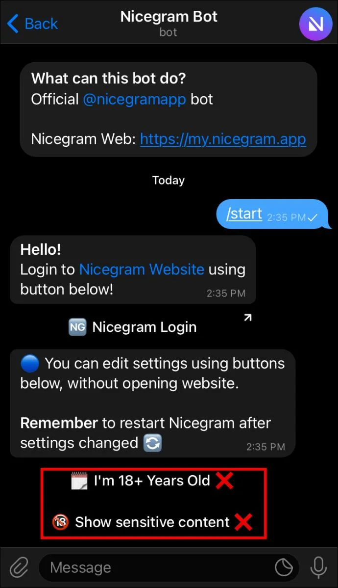 La correzione di questo canale non può essere visualizzata in Telegram