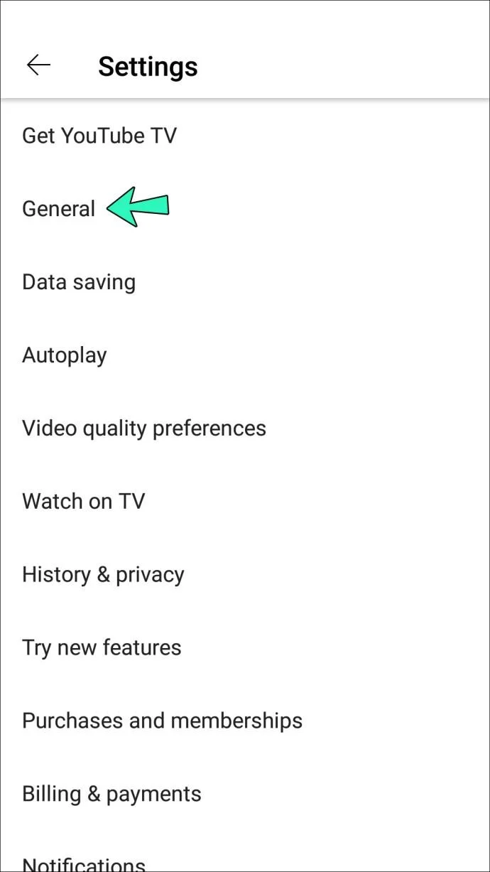 Configuración General de YouTube en Android