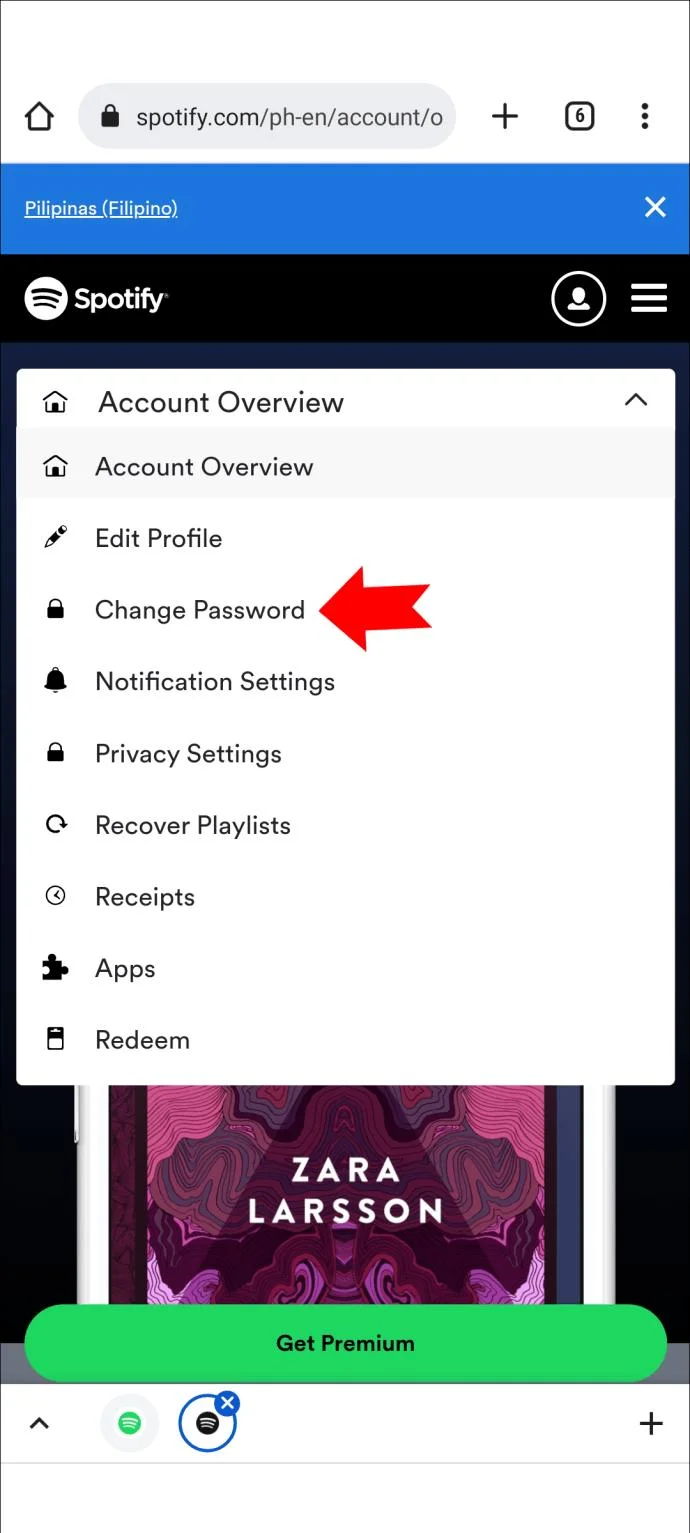 نحوه تغییر رمز عبور به حساب Spotify