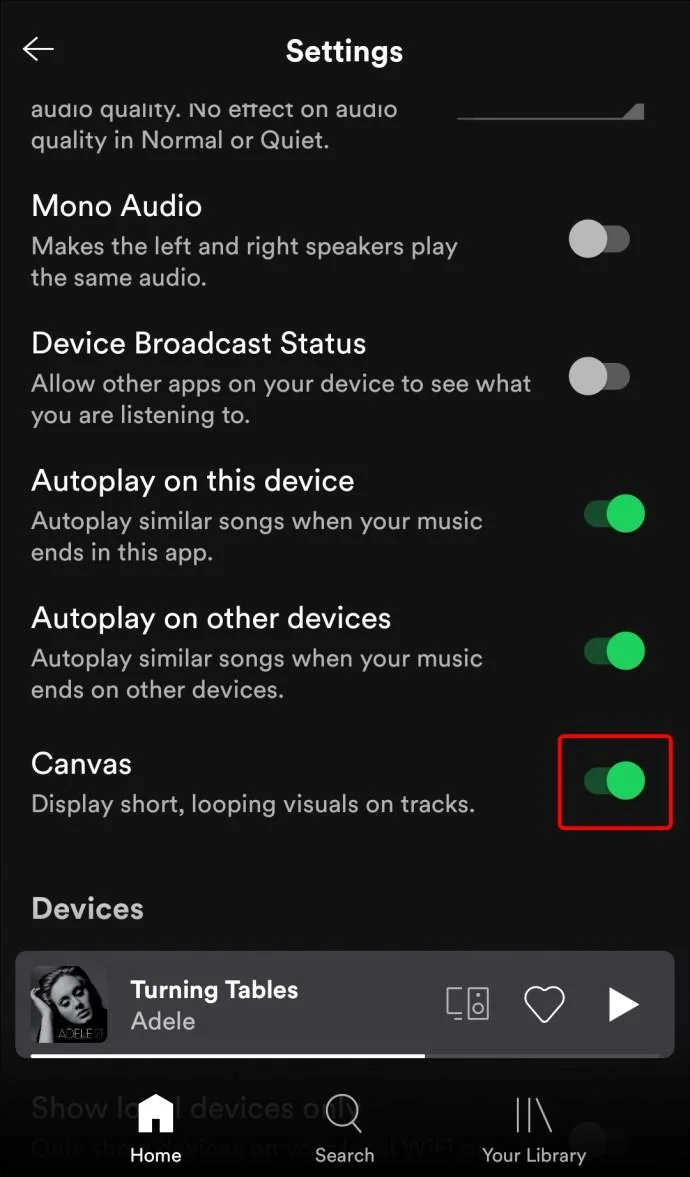 نحوه روشن یا خاموش کردن Canvas در Spotify