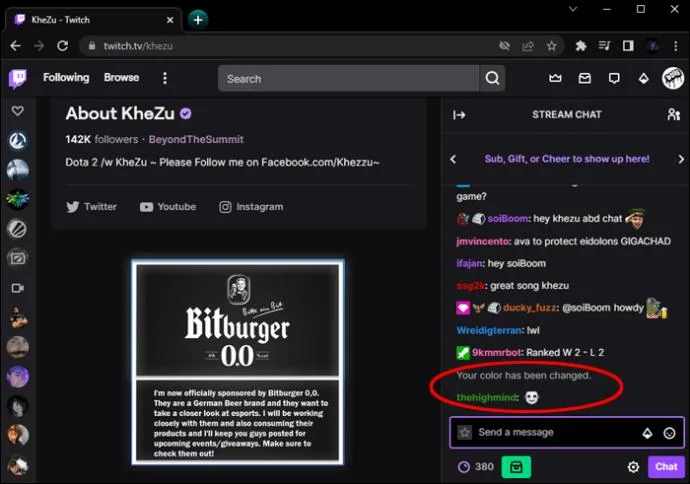 نحوه تغییر رنگ چت در Twitch به روش آسان