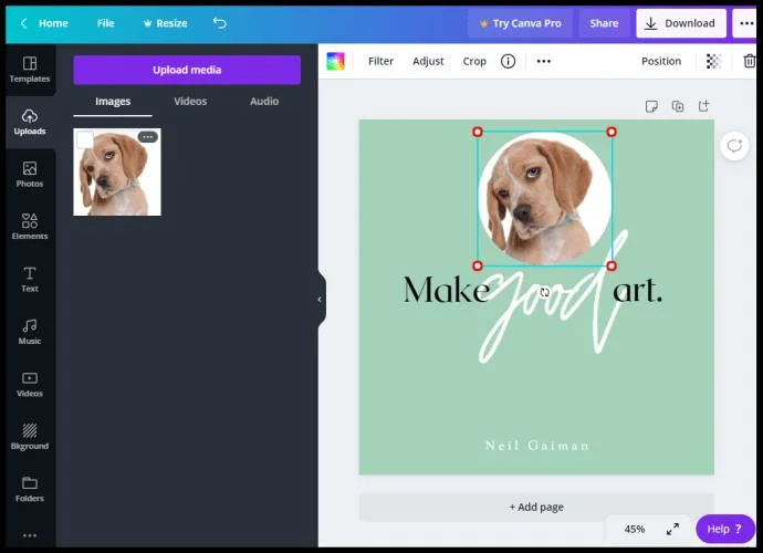 چگونه یک تصویر گرد در Canva درست کنیم