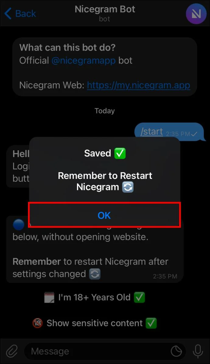 La correzione di questo canale non può essere visualizzata in Telegram
