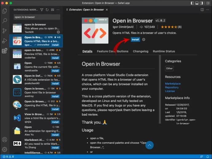 So öffnen Sie im Browser aus VS-Code
