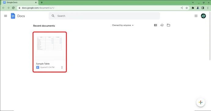 نحوه حذف یک جدول در Google Docs