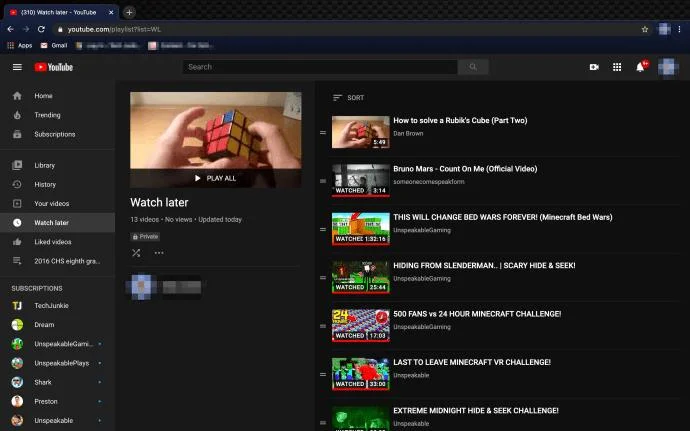 Como excluir todos os vídeos de assistir mais tarde no YouTube