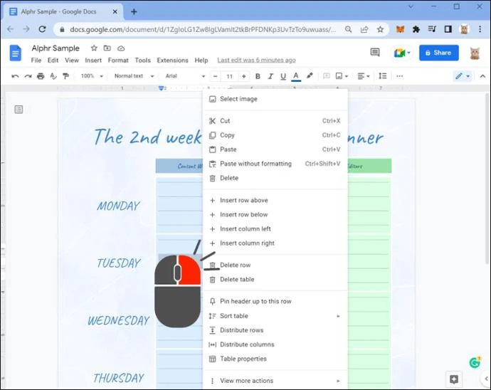 نحوه حذف یک جدول در Google Docs