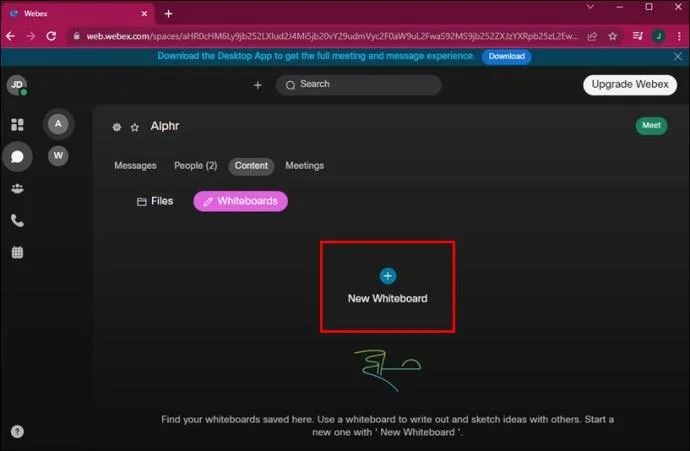 Webex에서 화이트보드를 사용하는 방법