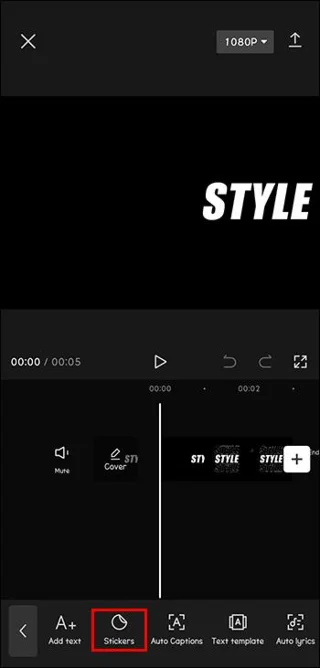 Choisir des autocollants dans CapCut