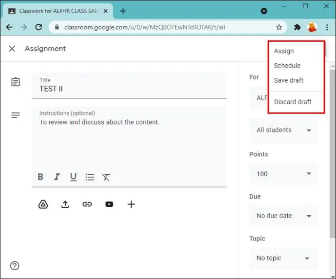 نحوه ایجاد یک تکلیف در Google Classroom
