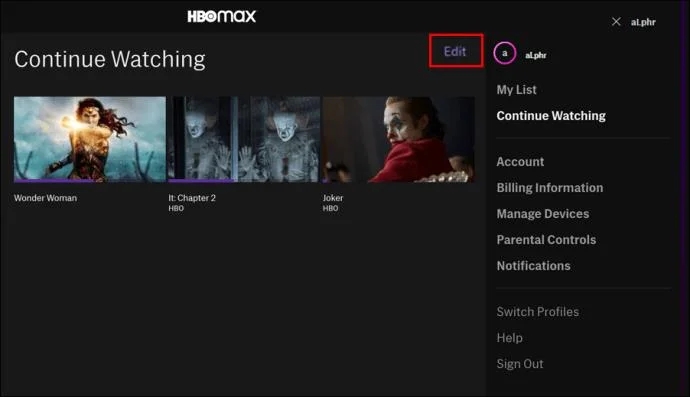 نحوه پاک کردن ادامه تماشا در HBO Max