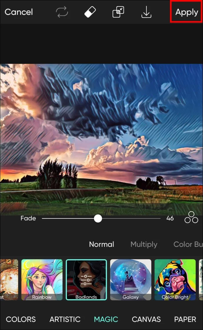 Répétition de modification dans Picsart