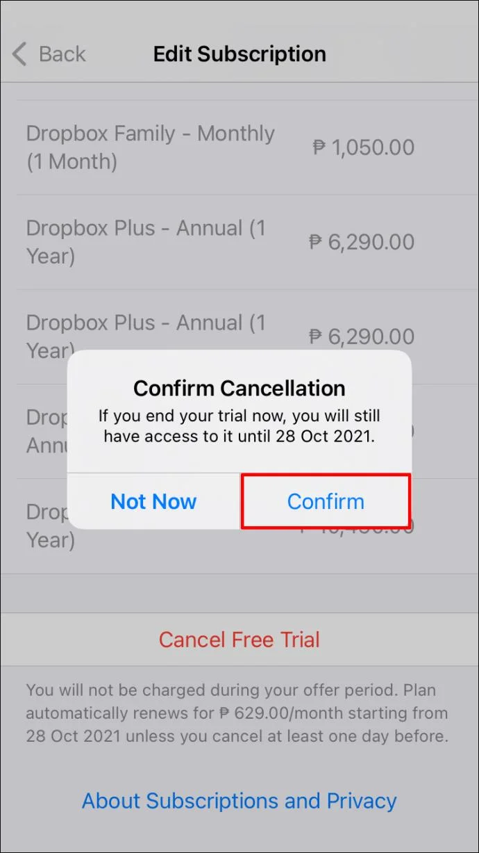 نحوه لغو اشتراک Dropbox