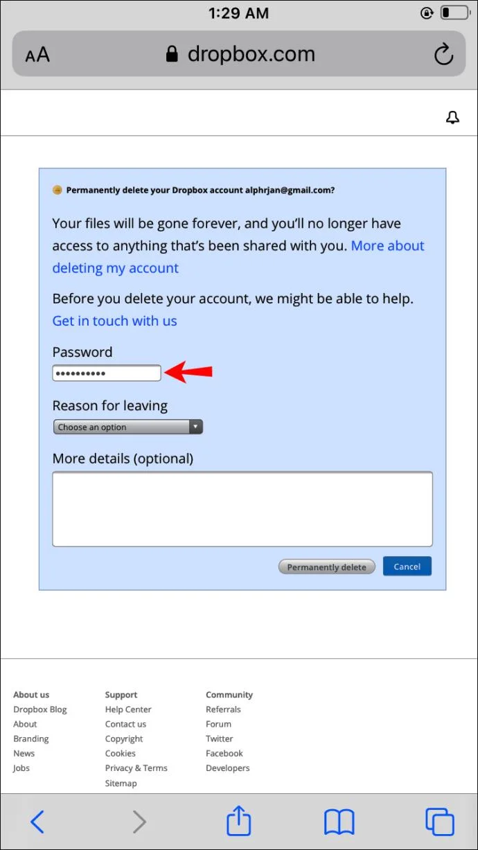 چگونه یک حساب Dropbox را حذف کنیم