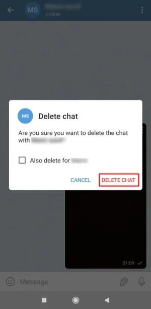نحوه حذف رسانه در تلگرام