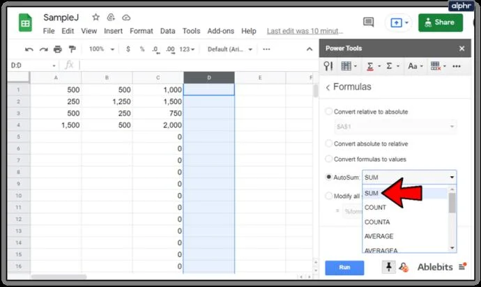 نحوه اعمال فرمول ها برای کل ستون ها در Google Sheets