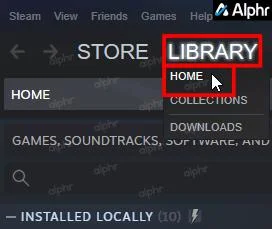 Menu bibliothèque sur Steam