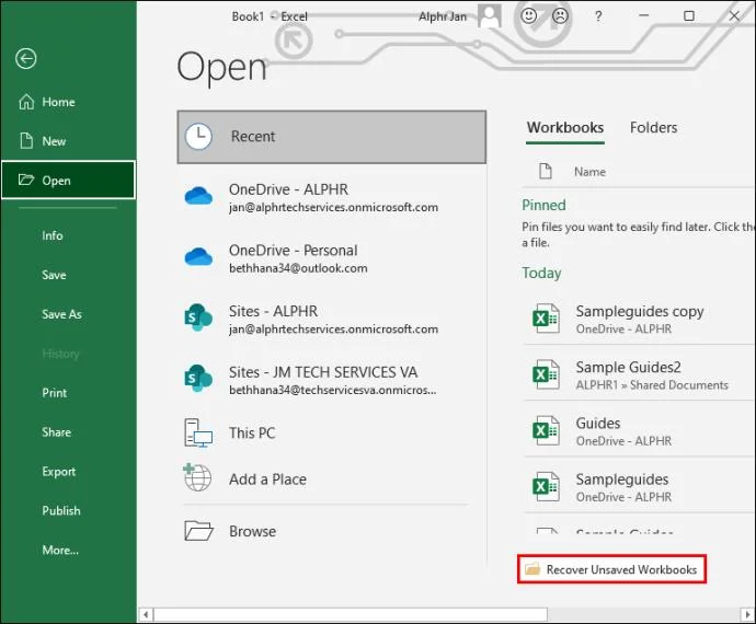 Come recuperare un file Excel non salvato