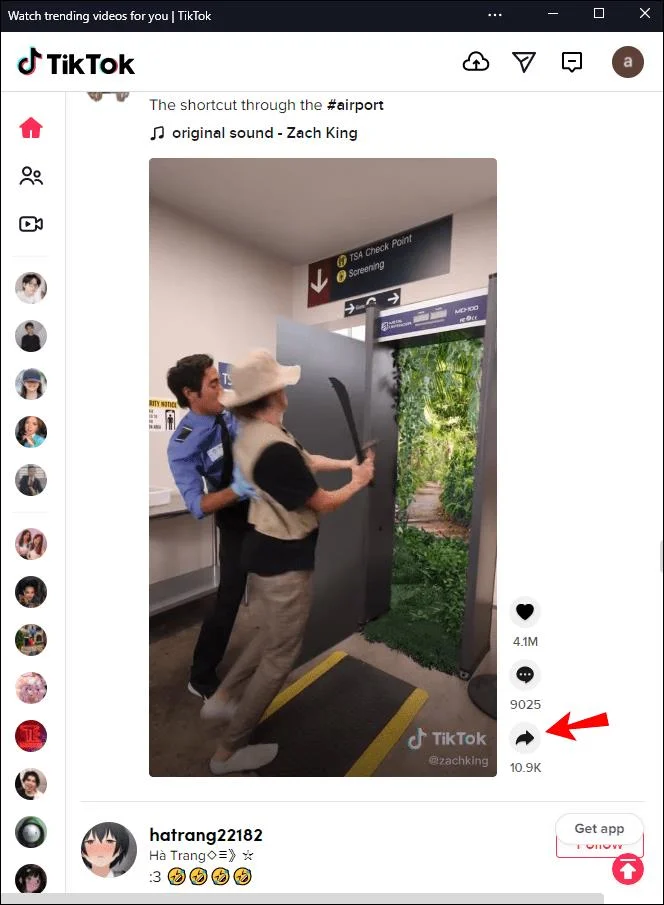 نحوه ارسال لینک به ویدیوی TikTok