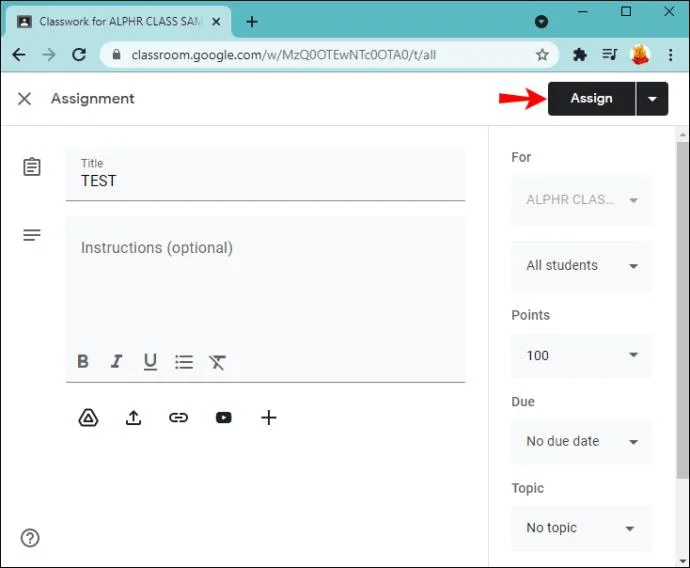 نحوه ایجاد یک تکلیف در Google Classroom