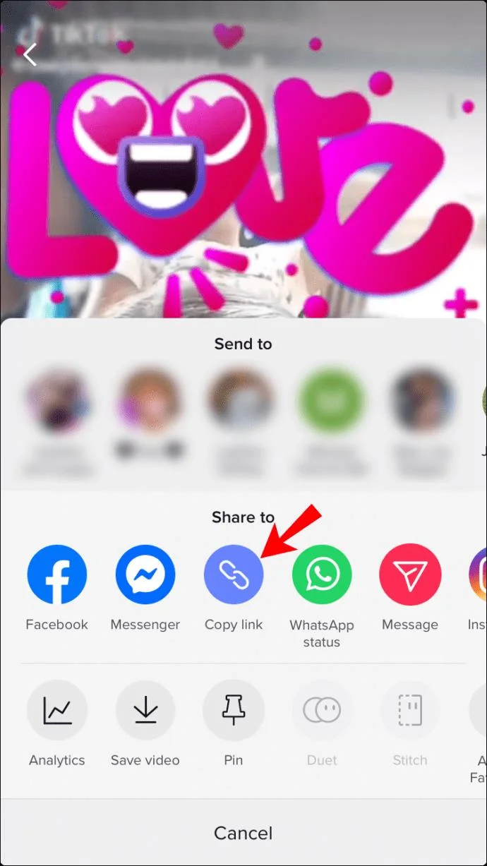 نحوه ارسال لینک به ویدیوی TikTok