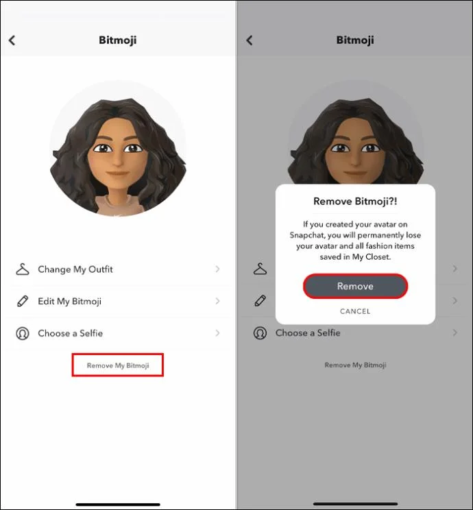 Unlink Bitmoji Unlink Bitmoji