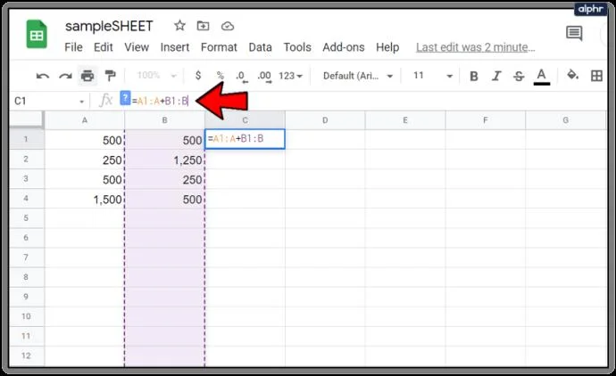 نحوه اعمال فرمول ها برای کل ستون ها در Google Sheets