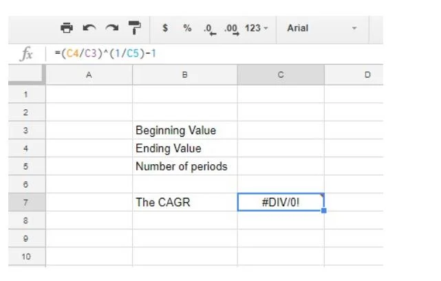 Come aggiungere la formula CAGR ai fogli di lavoro di Google Sheets
