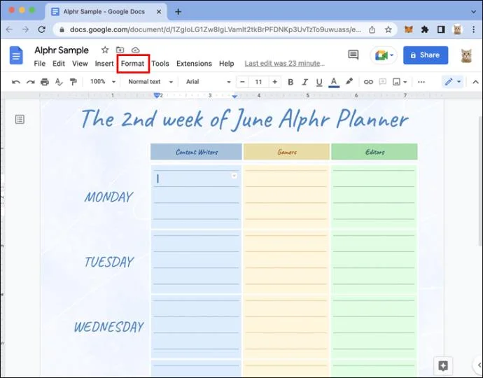 نحوه حذف یک جدول در Google Docs
