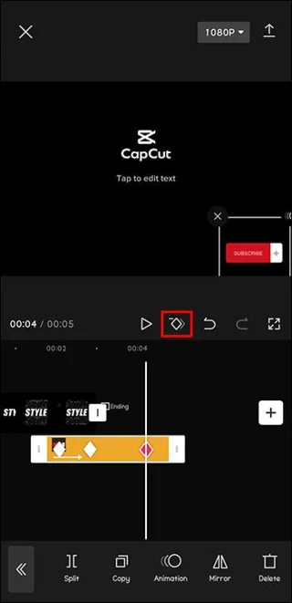 Cliquez sur les diamants dans CapCut