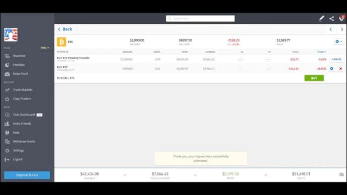 نحوه انتقال به کیف پول از Etoro