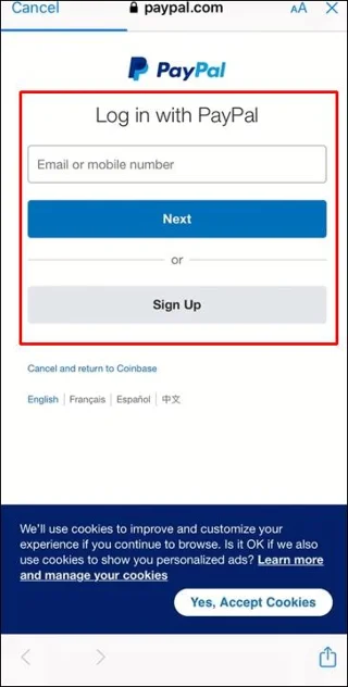 نحوه برداشت به PayPal از حساب Coinbase