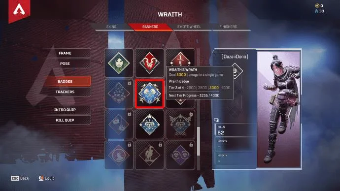 نحوه تجهیز نشان ها در Apex Legends
