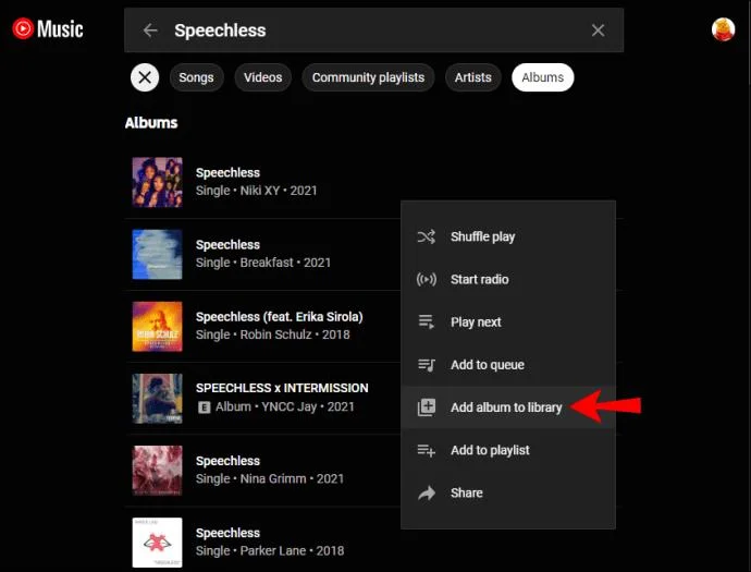 YouTube Music のライブラリに曲を追加または削除する方法